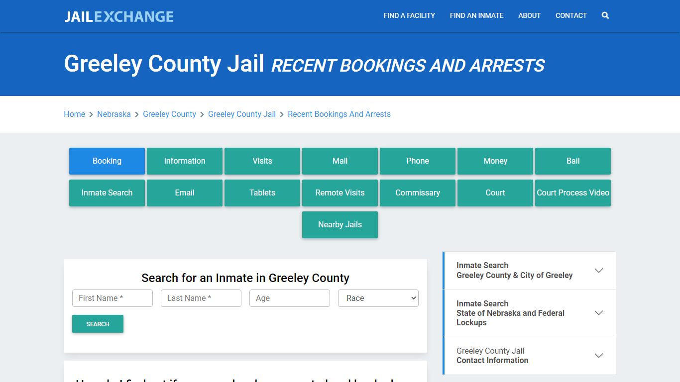 Greeley County Jail & Sheriff NE Recent Arrests and Bookings