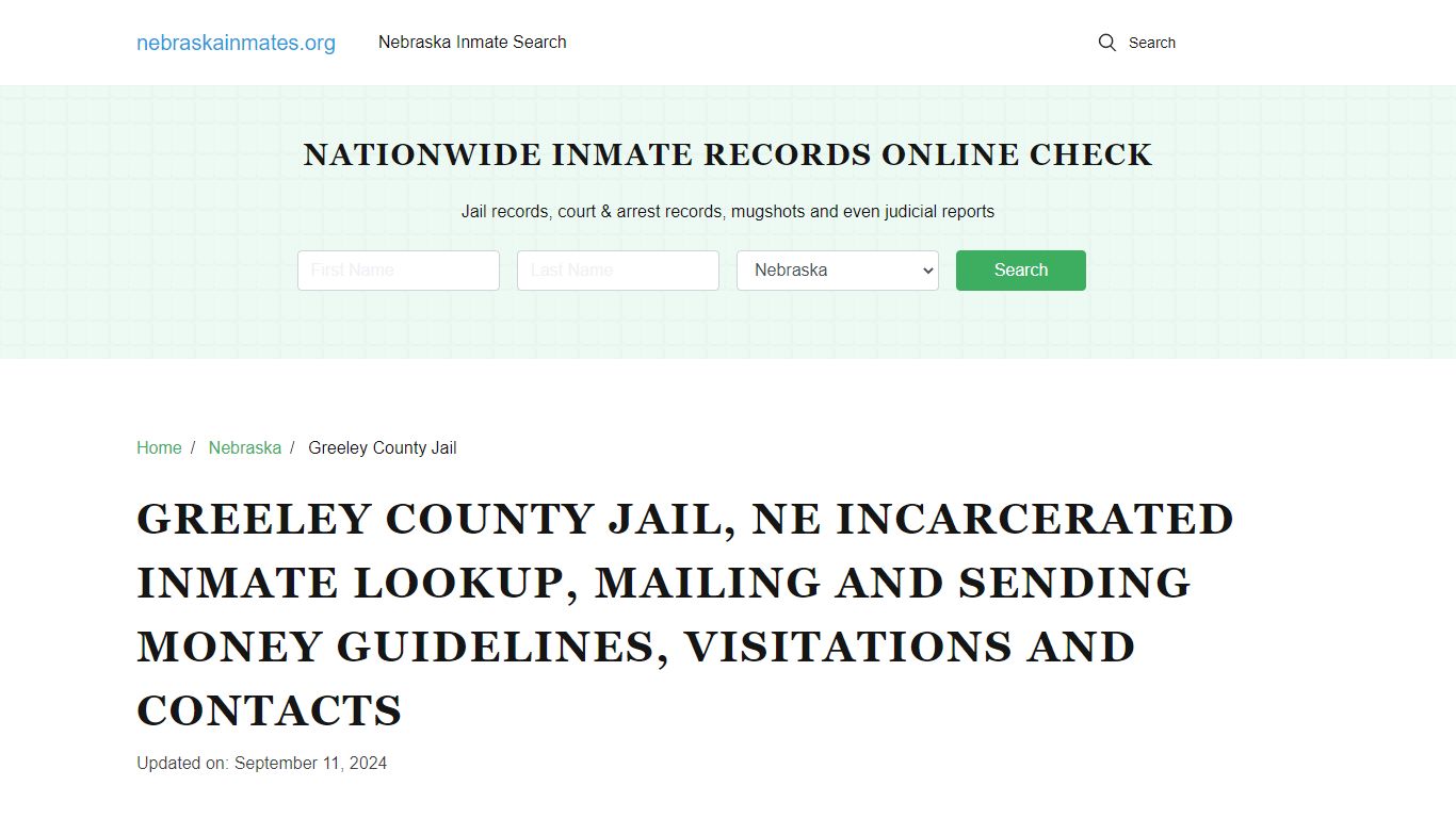 Greeley County Jail, NE: Offender Locator, Visitation & Contact Info