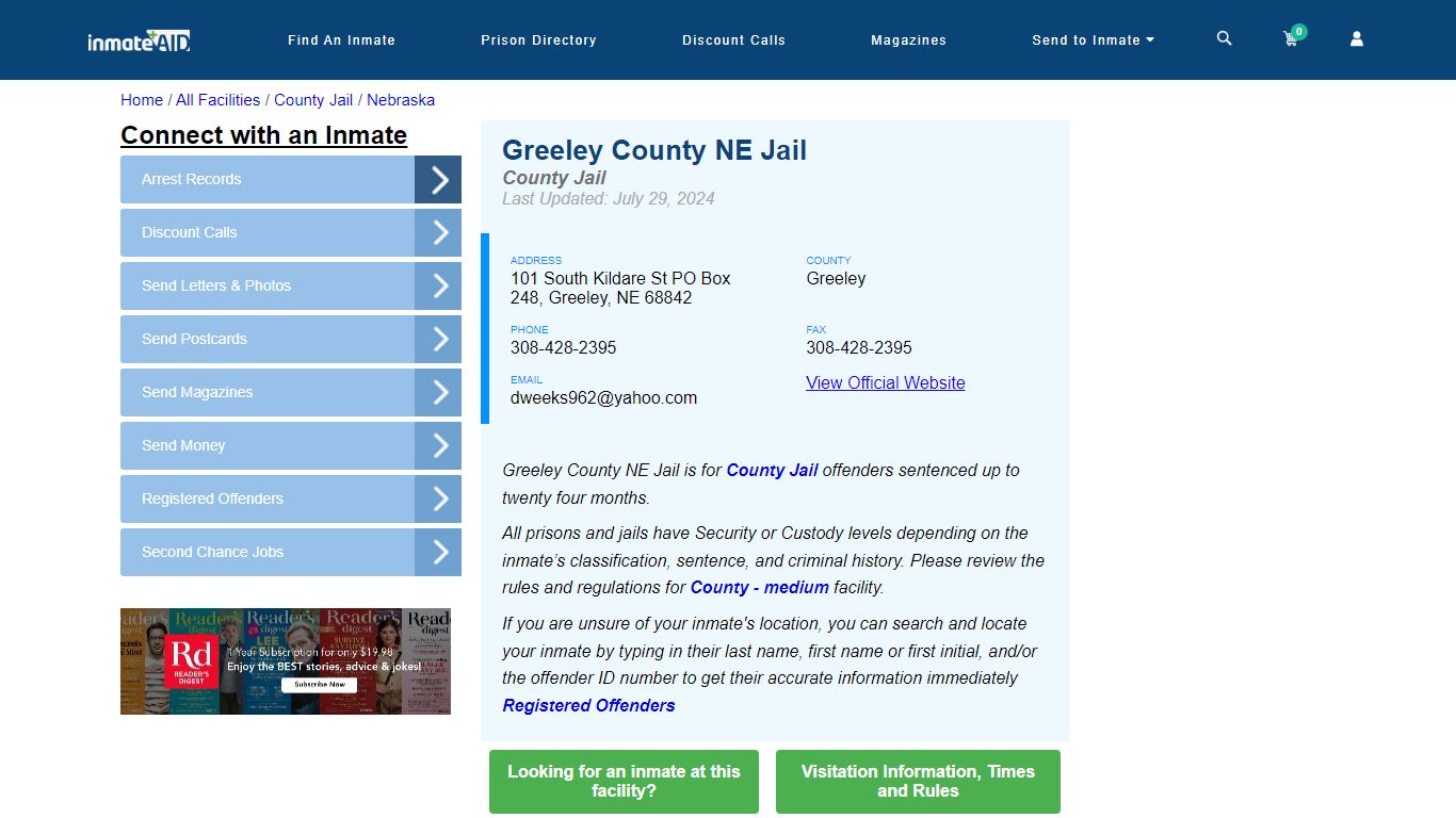 Greeley County NE Jail - Inmate Locator